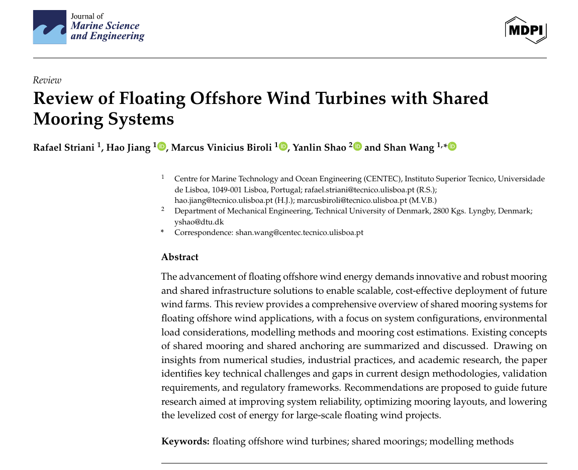 New Publication: Review of Floating Offshore Wind Turbines with Shared Mooring Systems in JMSE